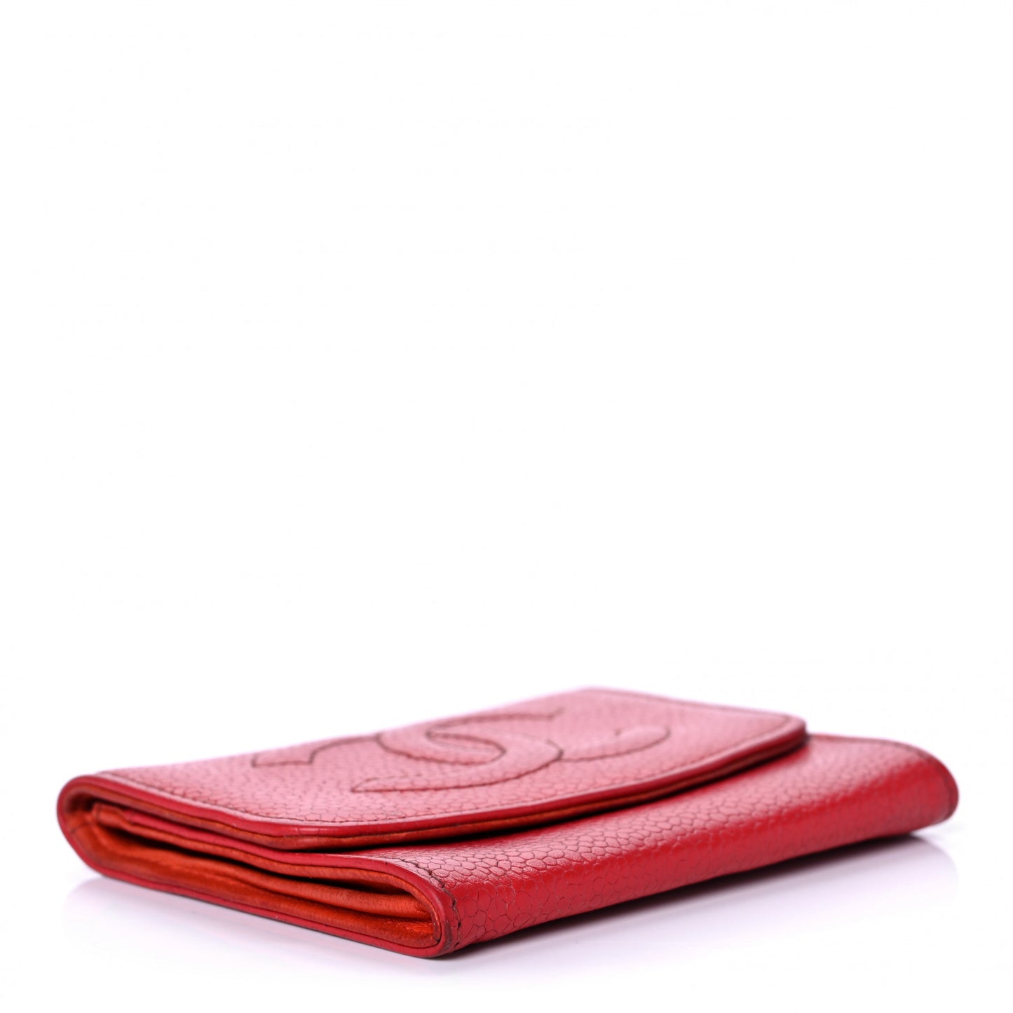 Caviar Timeless CC Card Holder Flap Wallet Dark Red