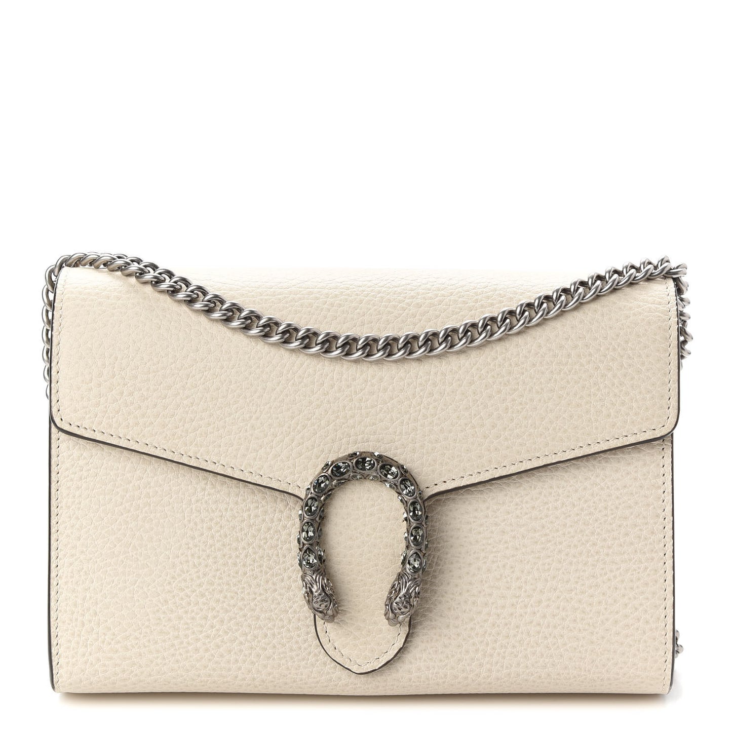 Dollar Calfskin Mini Dionysus Chain Wallet Mystic White