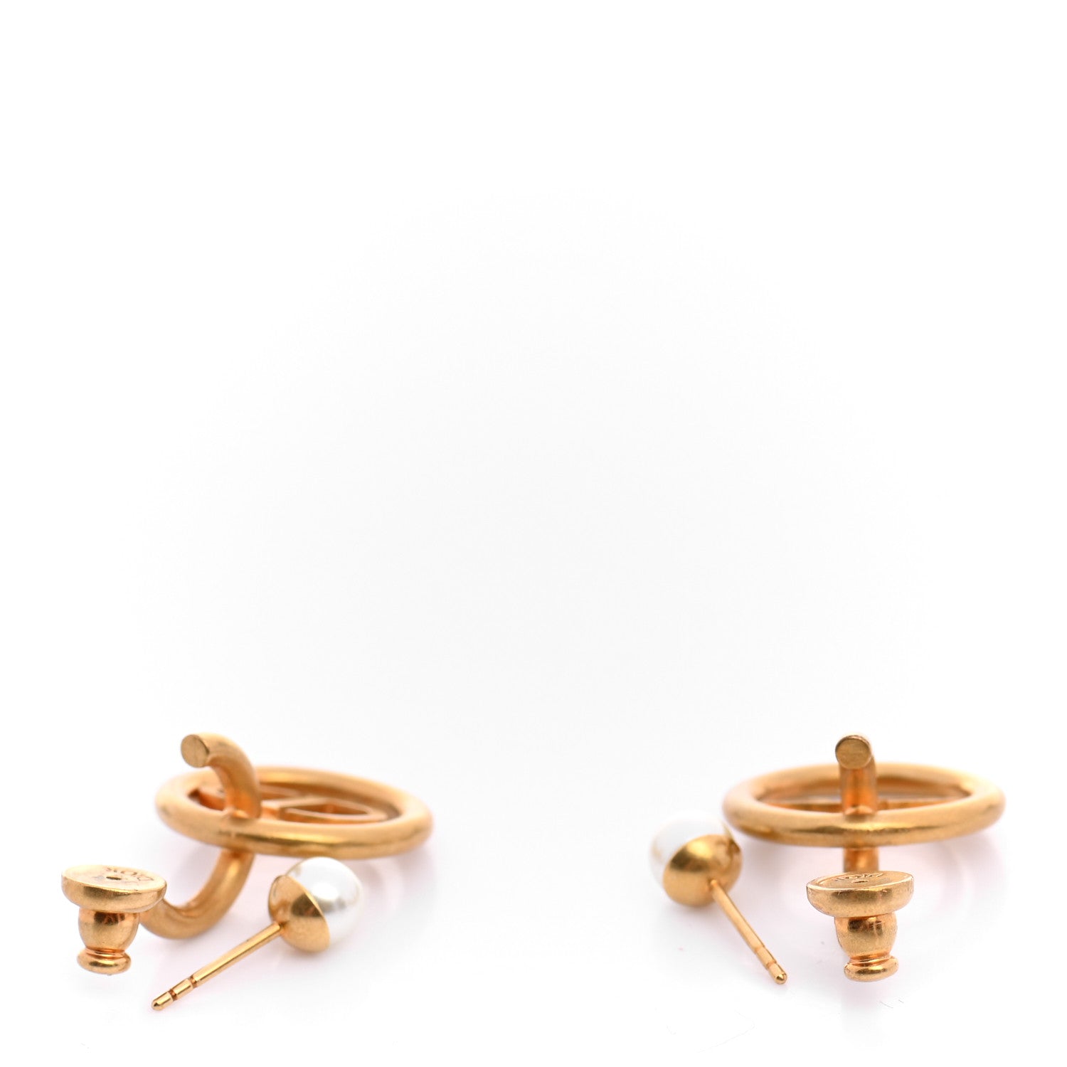Christian Dior Metal 30 Montaigne Hoop Earrings Aged Gold 3 of 4