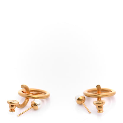 Christian Dior Metal 30 Montaigne Hoop Earrings Aged Gold 3 of 4