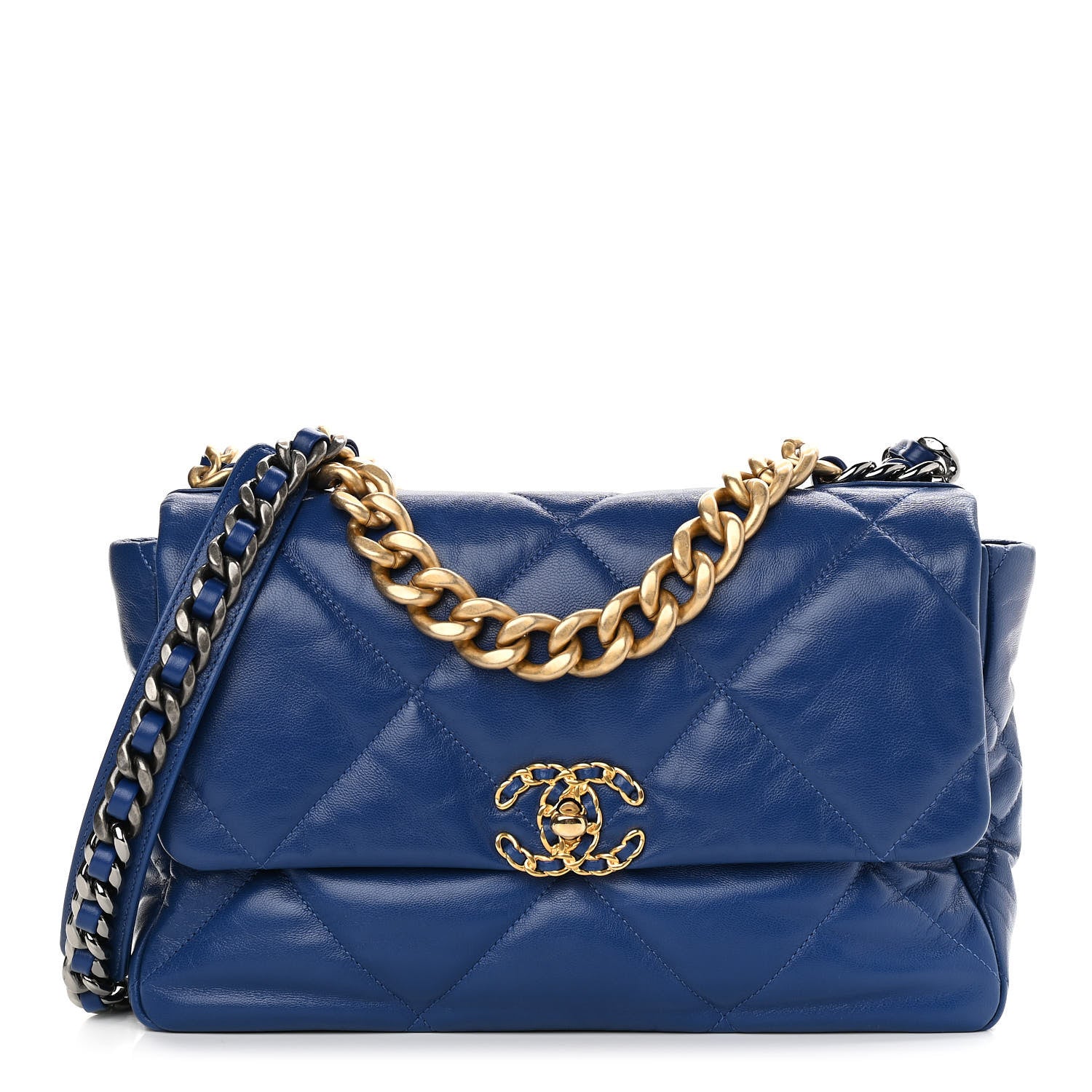Chanel Goatskin Quilted Large Chanel 19 Flap Dark Blue 1 of 11