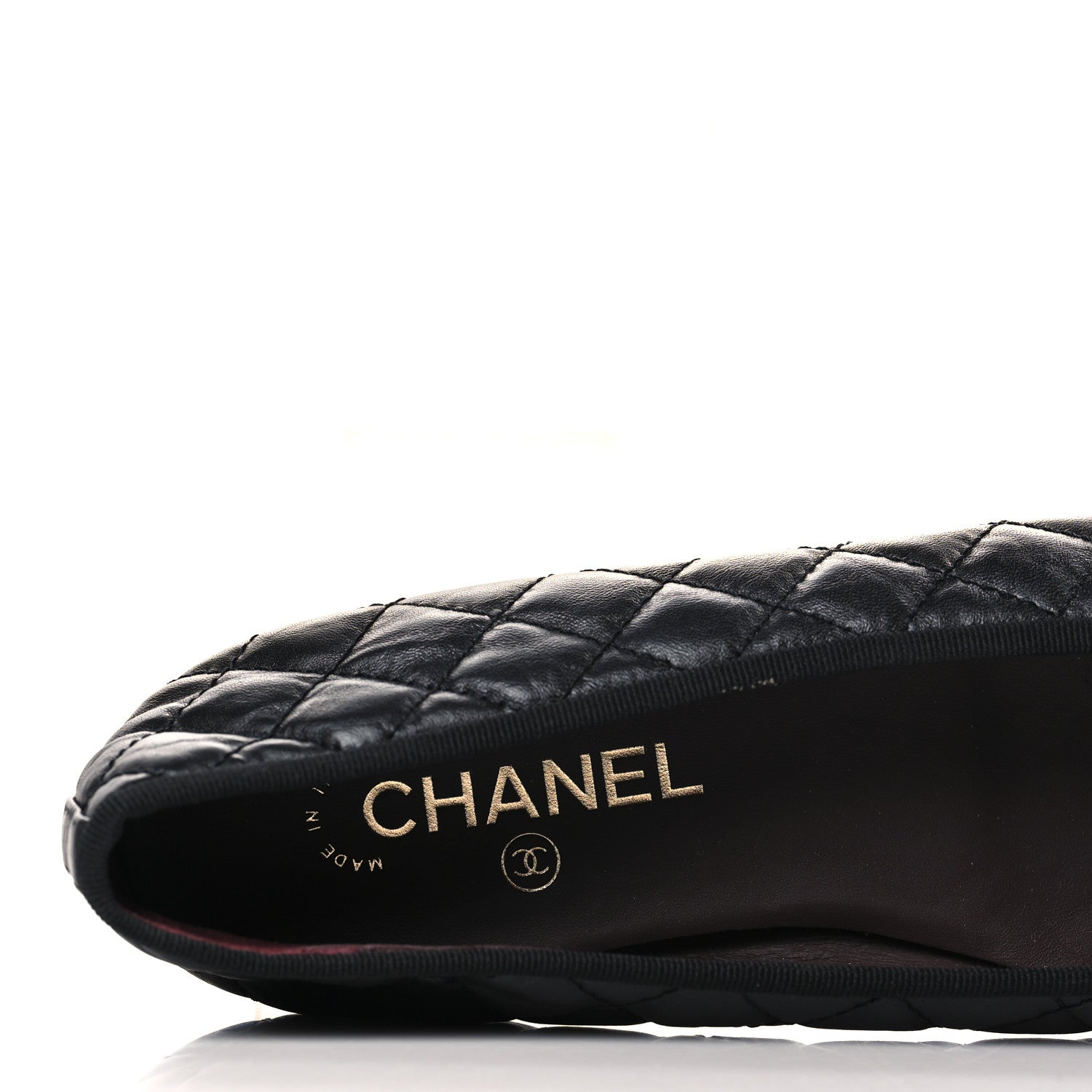 Chanel Aged Calfskin Quilted CC Cap Toe Ballerina Flats 41 Black 6 of 8