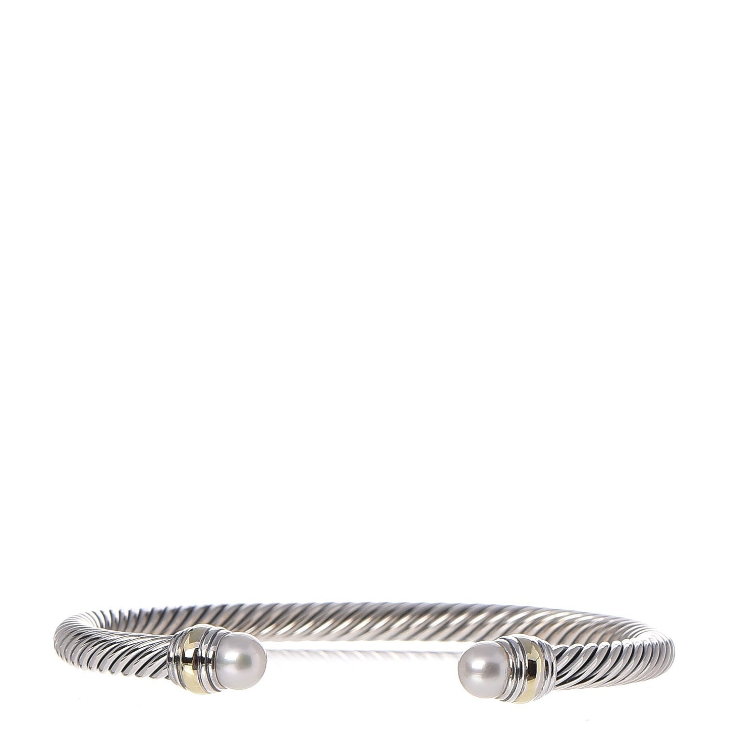 Sterling Silver 14K Yellow Gold Pearl 5mm Cable Classics Bracelet