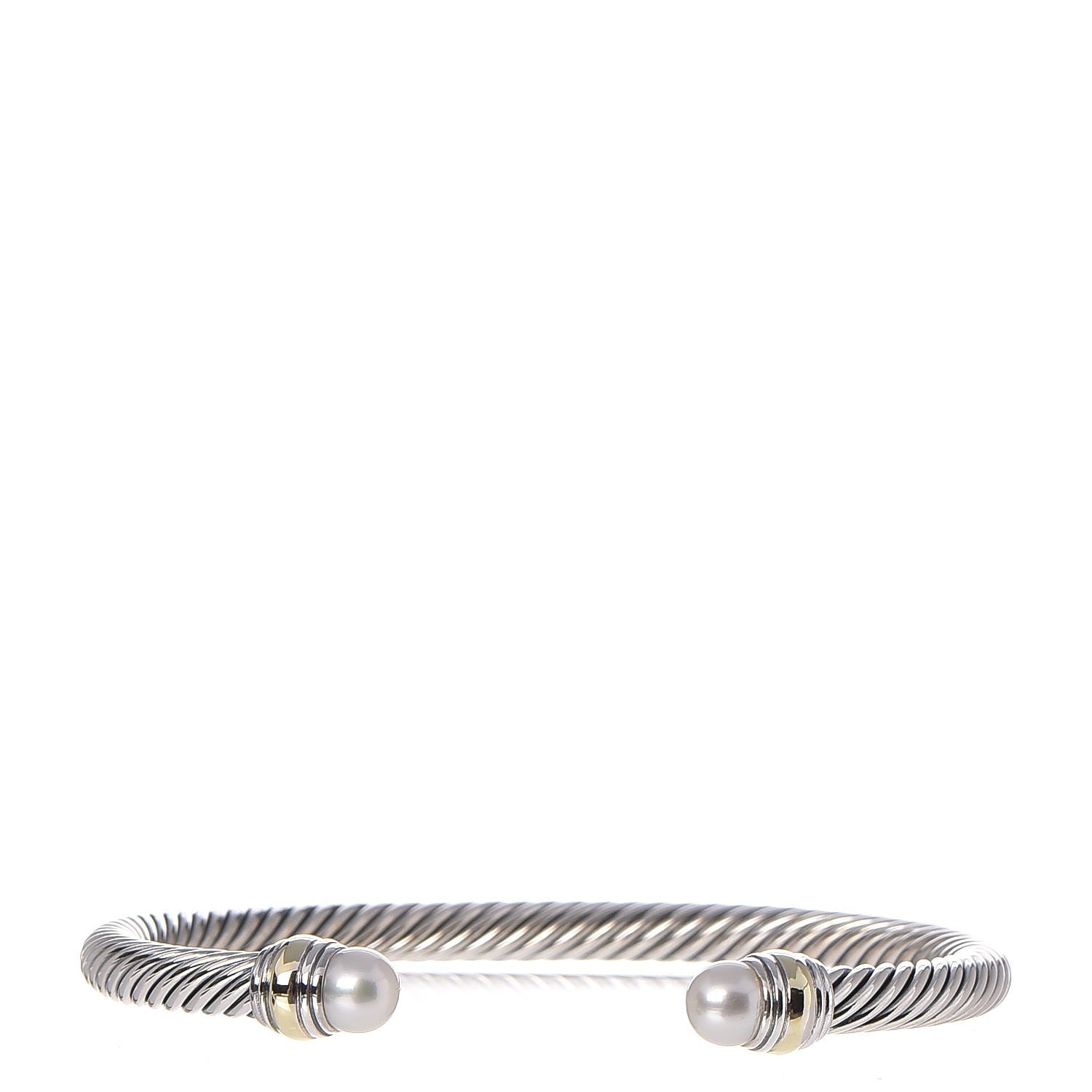 David Yurman Sterling Silver 14K Yellow Gold Pearl 5mm Cable Classics Bracelet 1 of 5