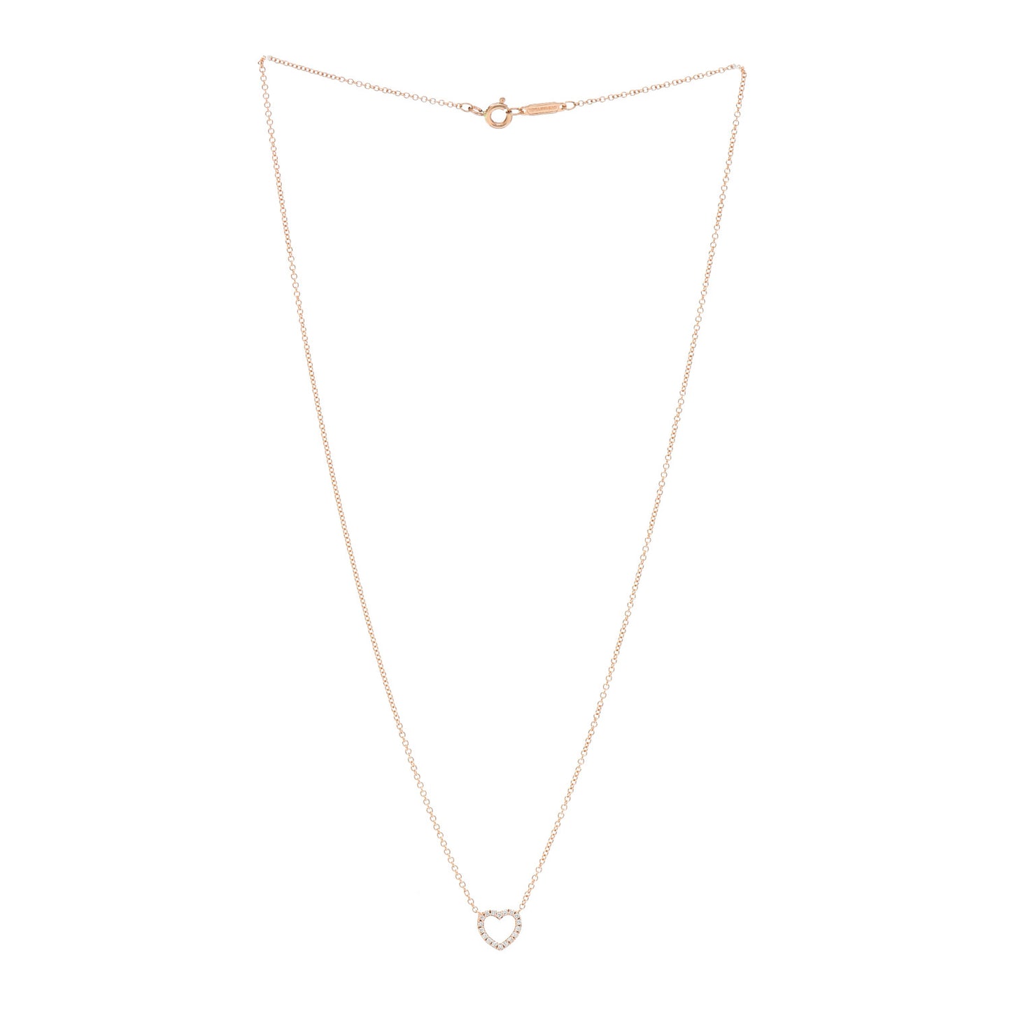 18K Rose Gold Diamond Metro Heart Pendant Necklace