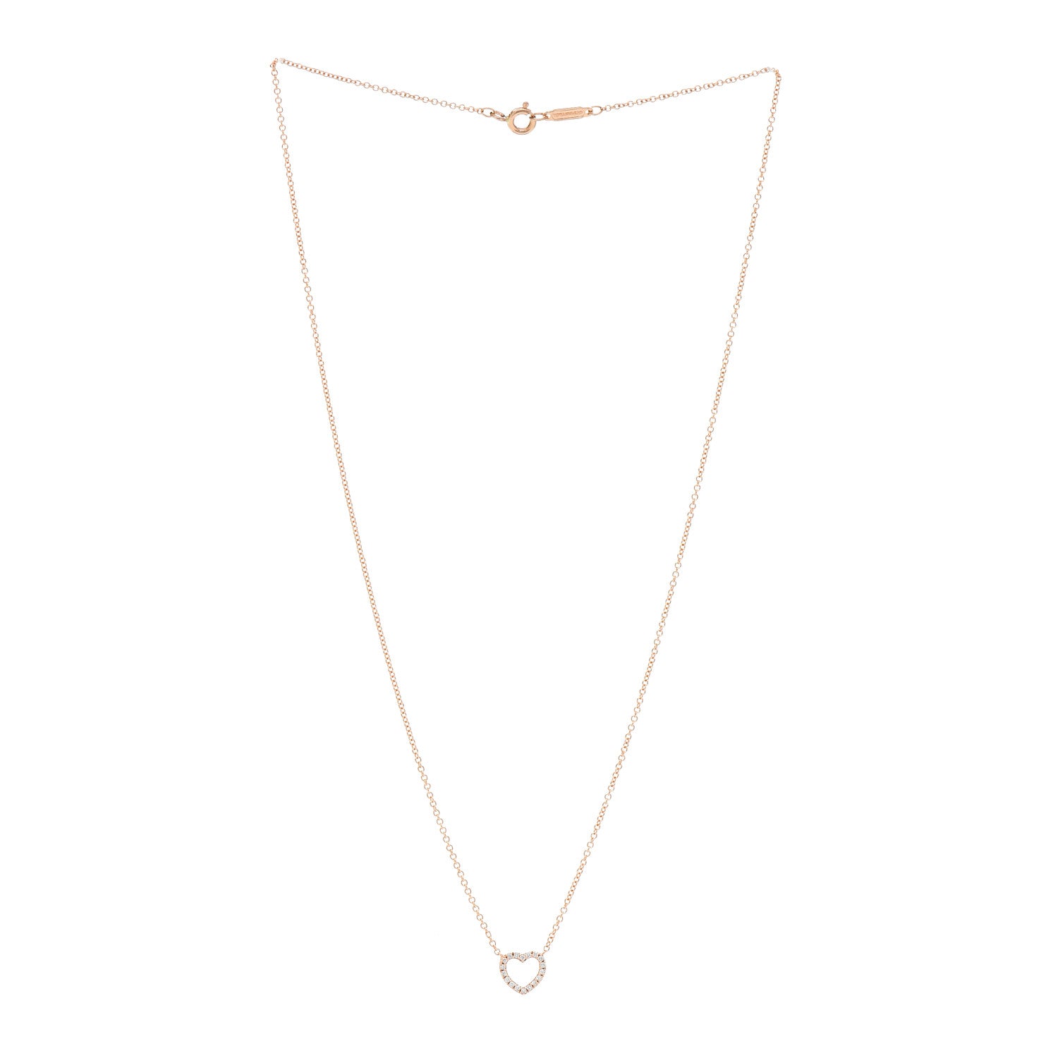Tiffany 18K Rose Gold Diamond Metro Heart Pendant Necklace 3 of 4