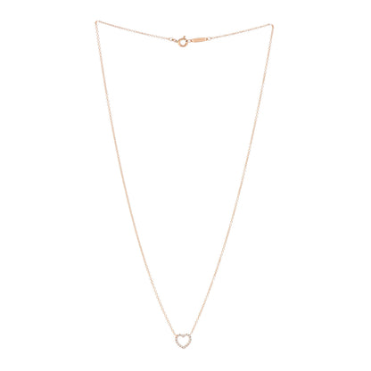 Tiffany 18K Rose Gold Diamond Metro Heart Pendant Necklace 3 of 4