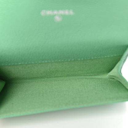 Chanel Caviar Chevron Quilted Flap Card Holder Green 5 of 9