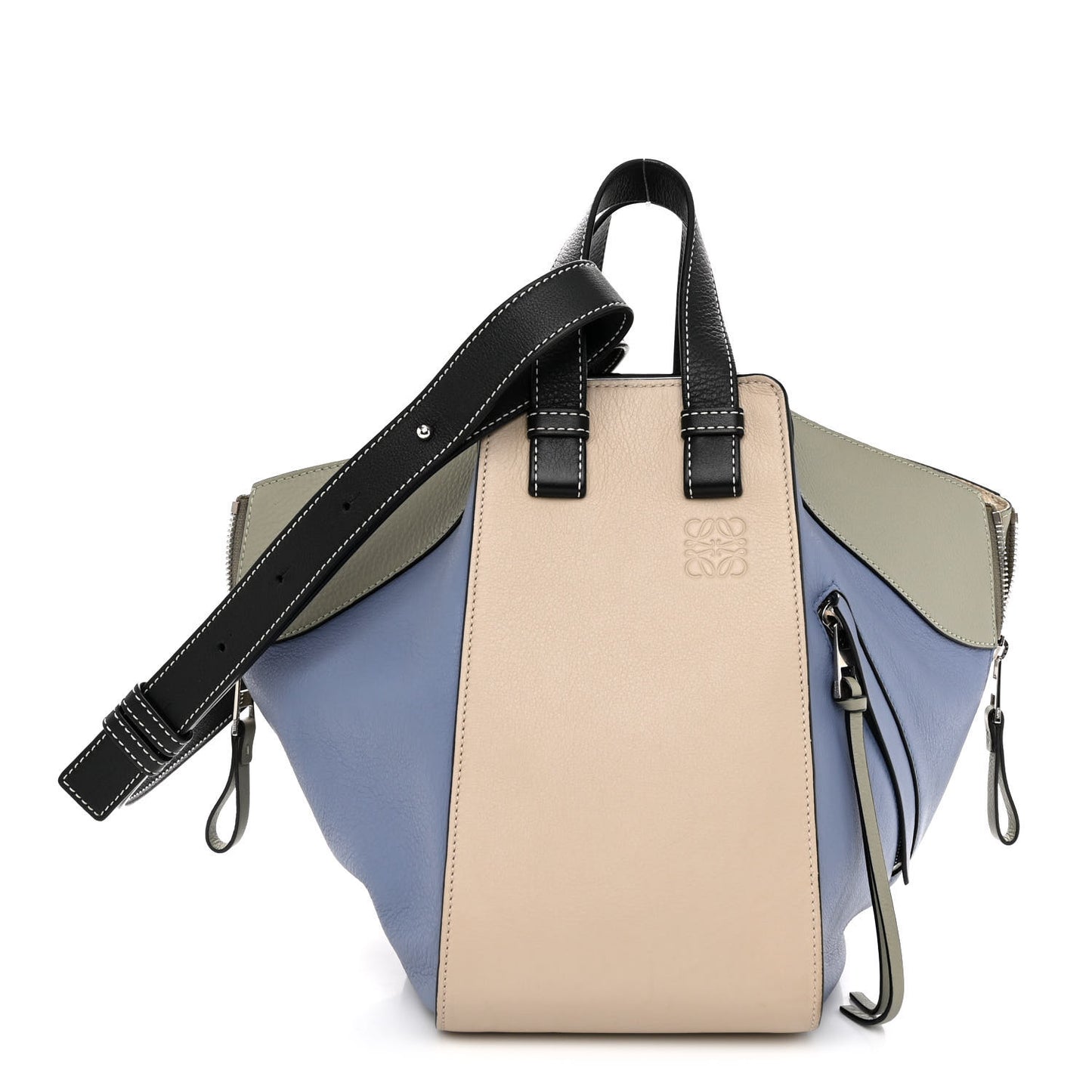 Grained Calfskin Small Hammock Shoulder Bag Blue Beige Multicolor