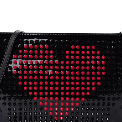 Christian Louboutin Patent Panettone Spiked Valentines Clutch Bag Black Fuchsia 11 of 11