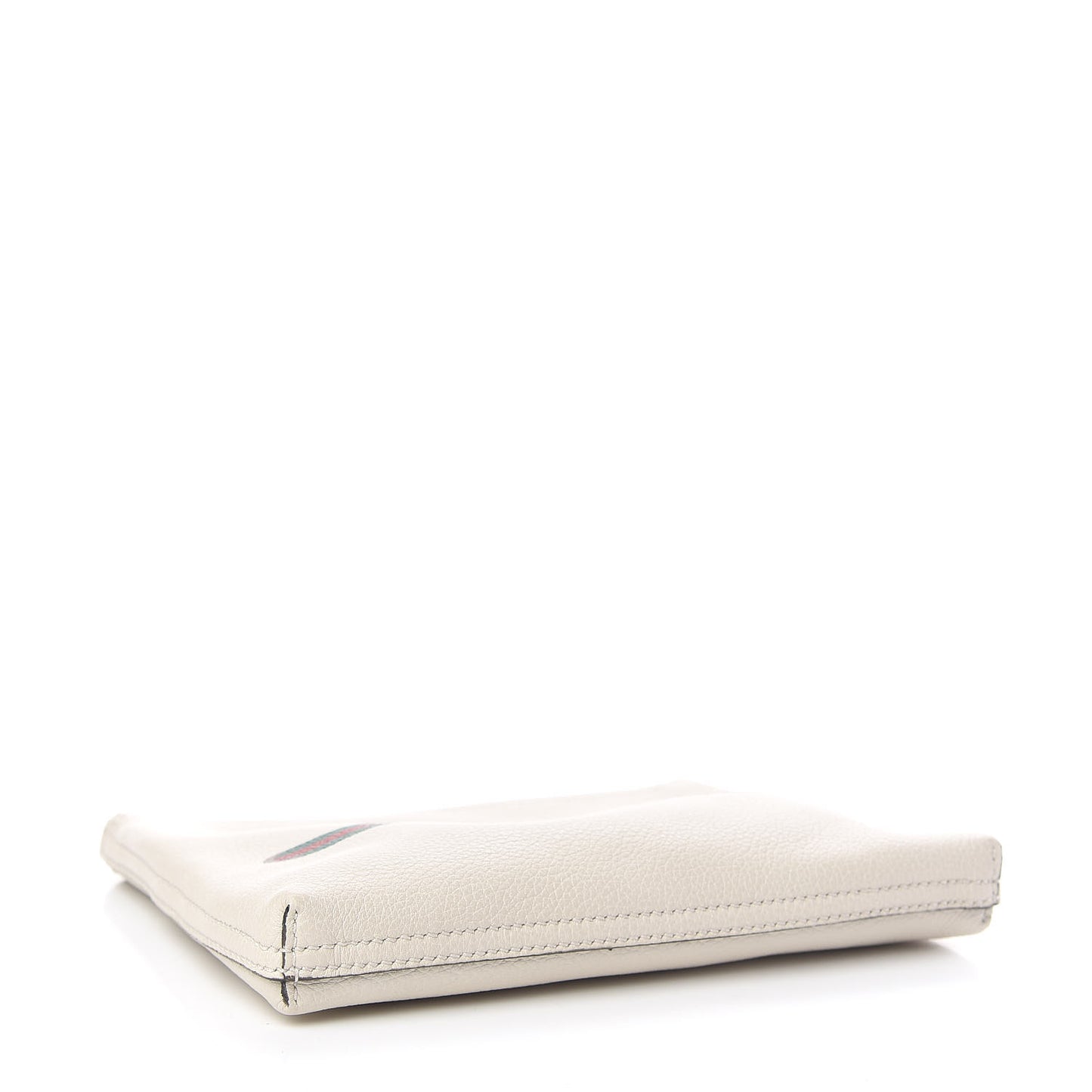 Pebbled Calfskin Medium Logo Portfolio Clutch White