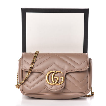 Gucci Calfskin Matelasse Super Mini GG Marmont Shoulder Bag Porcelain Rose 11 of 11