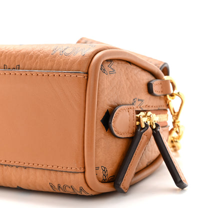 MCM Visetos Essential Original Mini Boston Bag Cognac 9 of 11