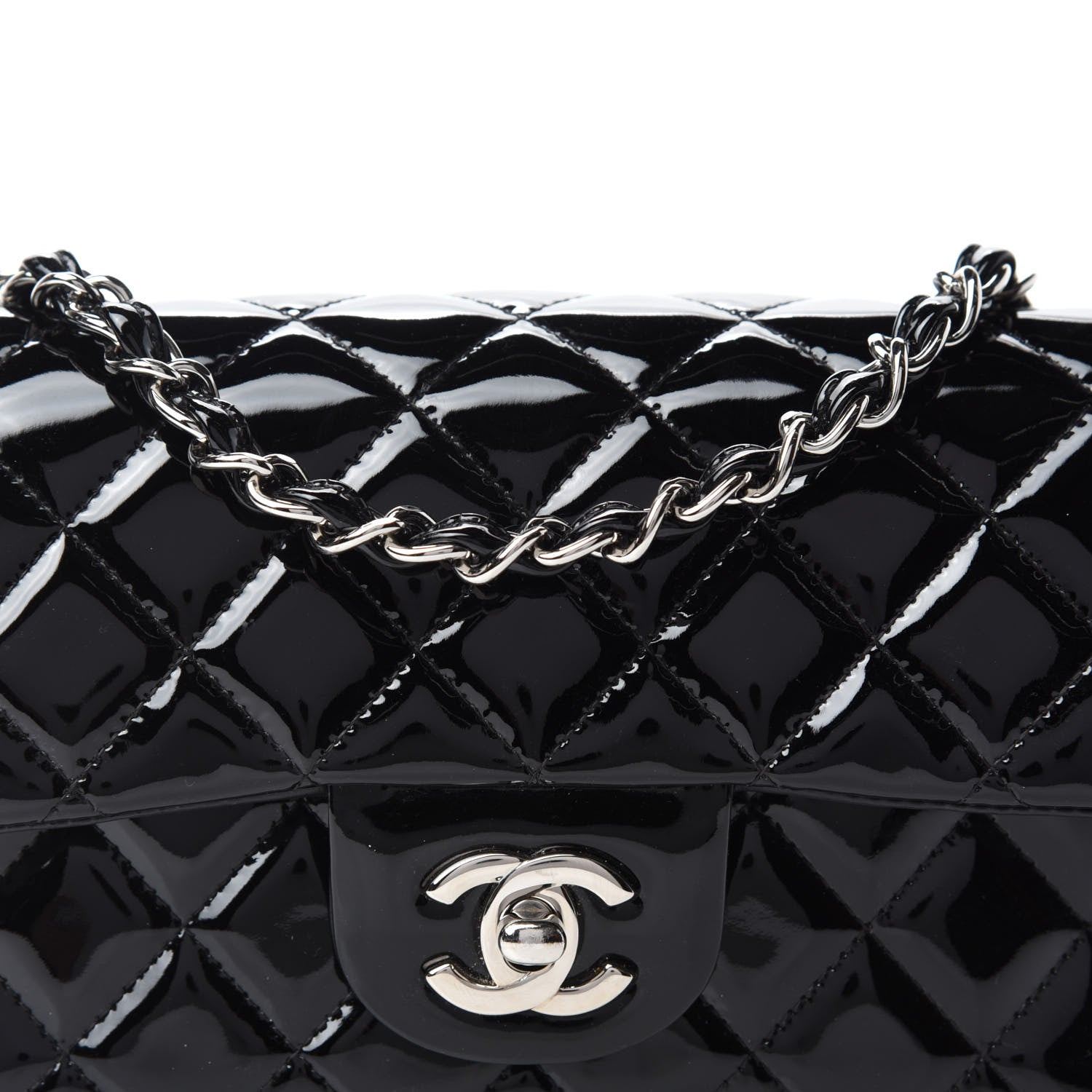 Chanel Patent Calfskin Quilted Mini Rectangular Flap Black 13 of 14