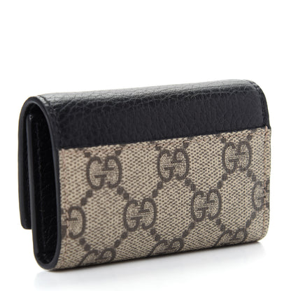 Gucci Dollar Calfskin GG Supreme Monogram GG Marmont 6 Key Holder Case Black Beige Ebony 3 of 8