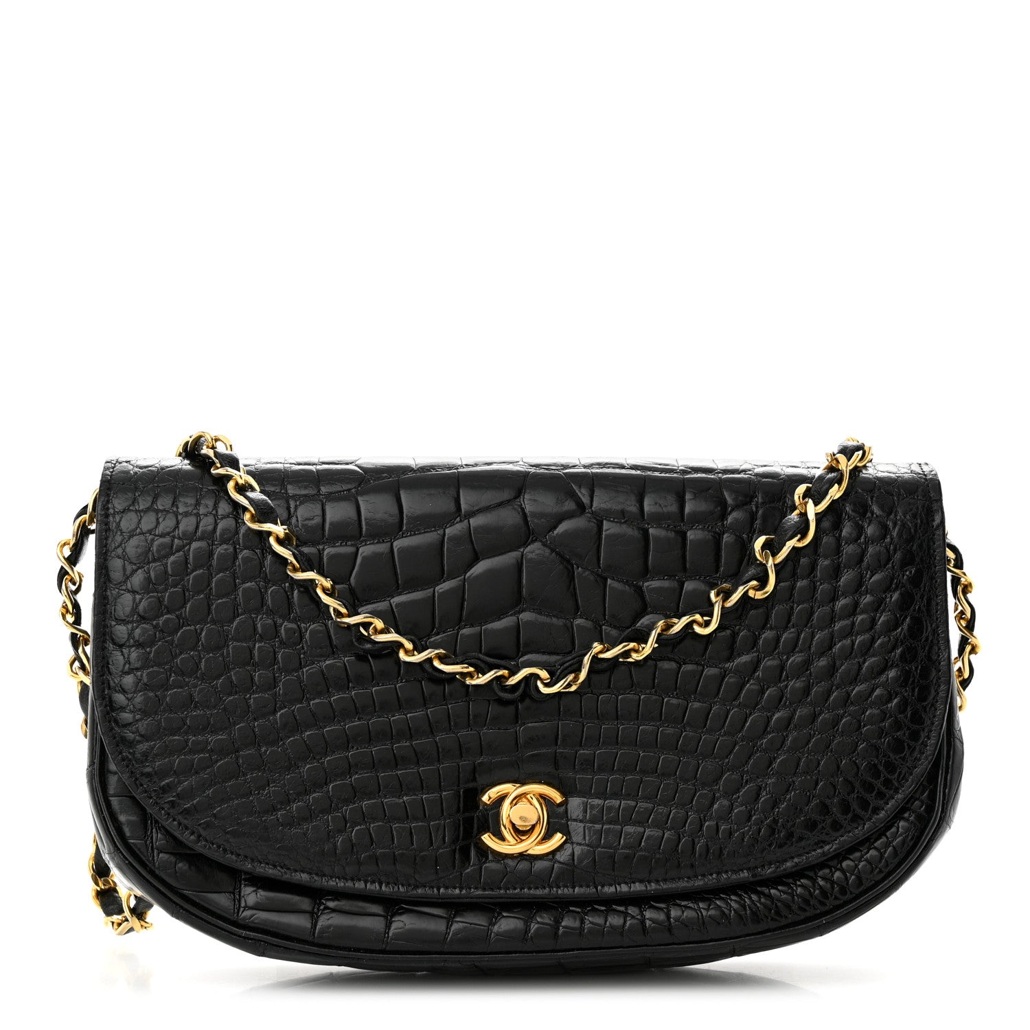Chanel Shiny Crocodile Evening Flap Black 1 of 10