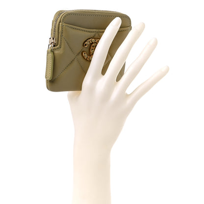 Chanel Lambskin Quilted Chanel 19 Zip Card Holder Wallet Light Green 2 of 8