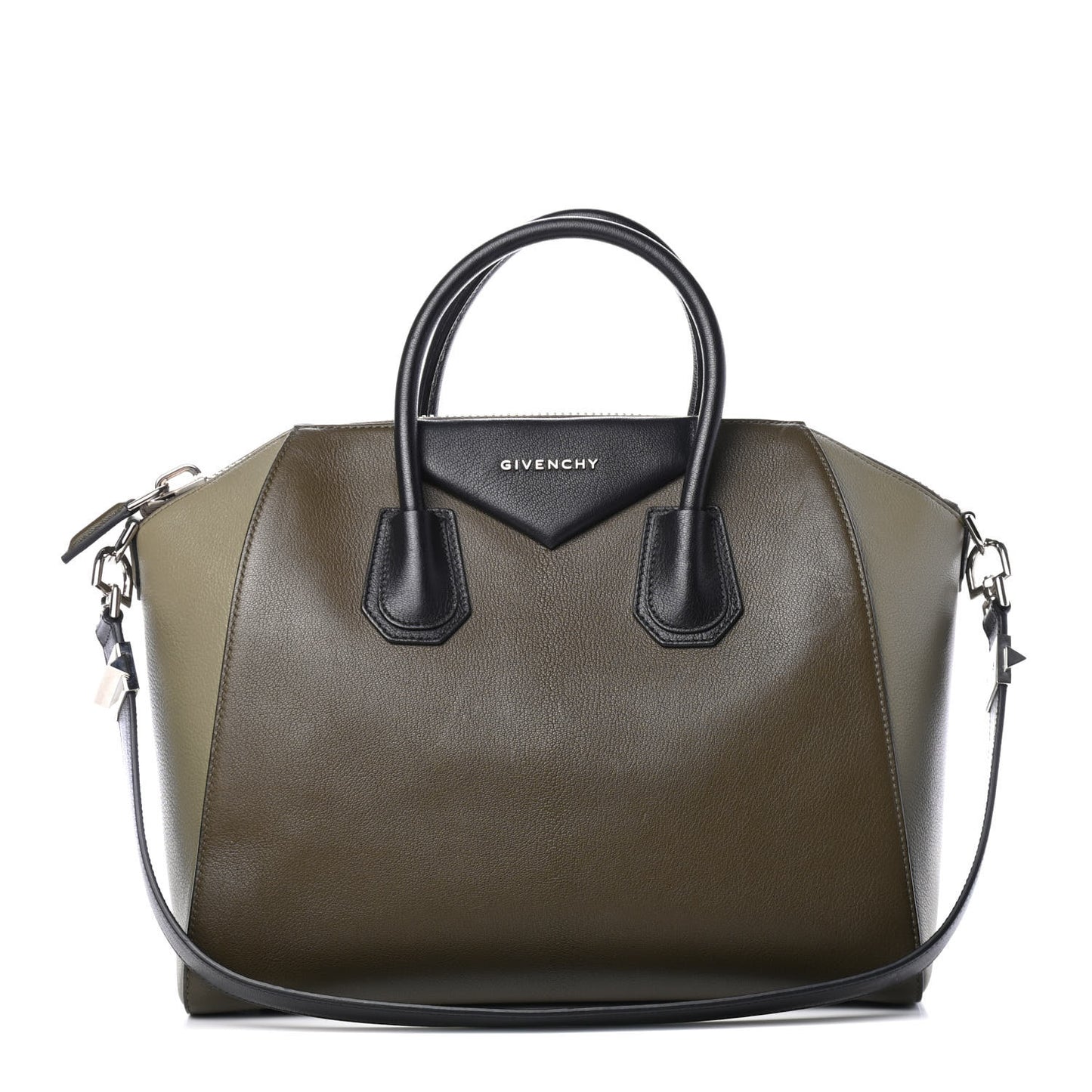 Sugar Goatskin Medium Tri-Color Antigona Khaki Black