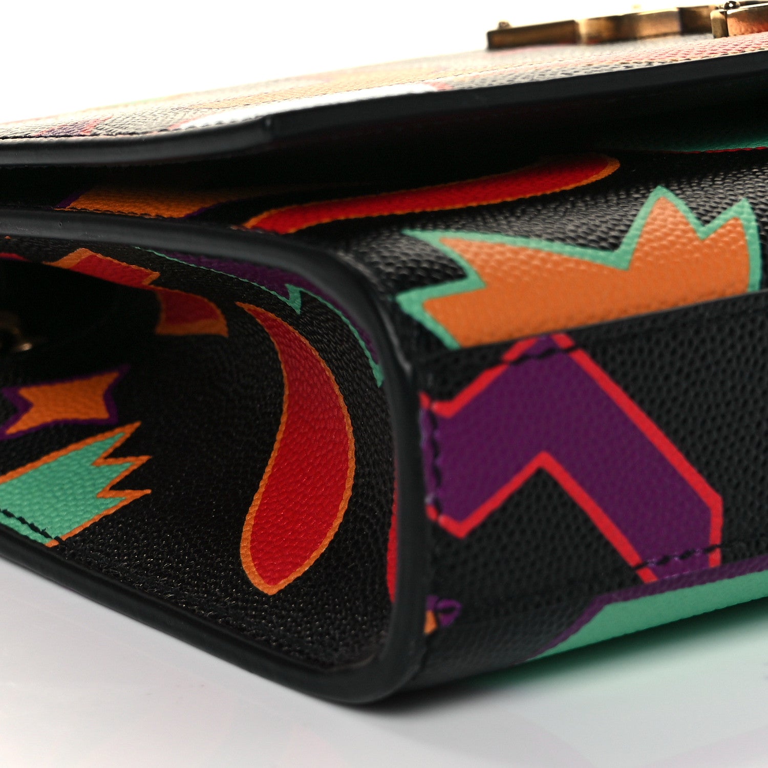 Saint Laurent Grain De Poudre Small Monogram Shapes Print Kate Satchel Black 7 of 12