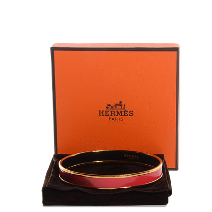 Hermes Enamel Printed Caleche Narrow Bracelet 70 Framboise 5 of 5