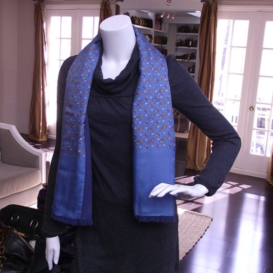 Hermes Silk Angora Scarf Horse Bell Bleu 2 of 4