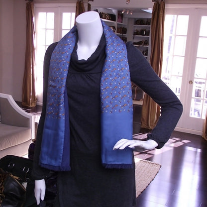 Hermes Silk Angora Scarf Horse Bell Bleu 2 of 4