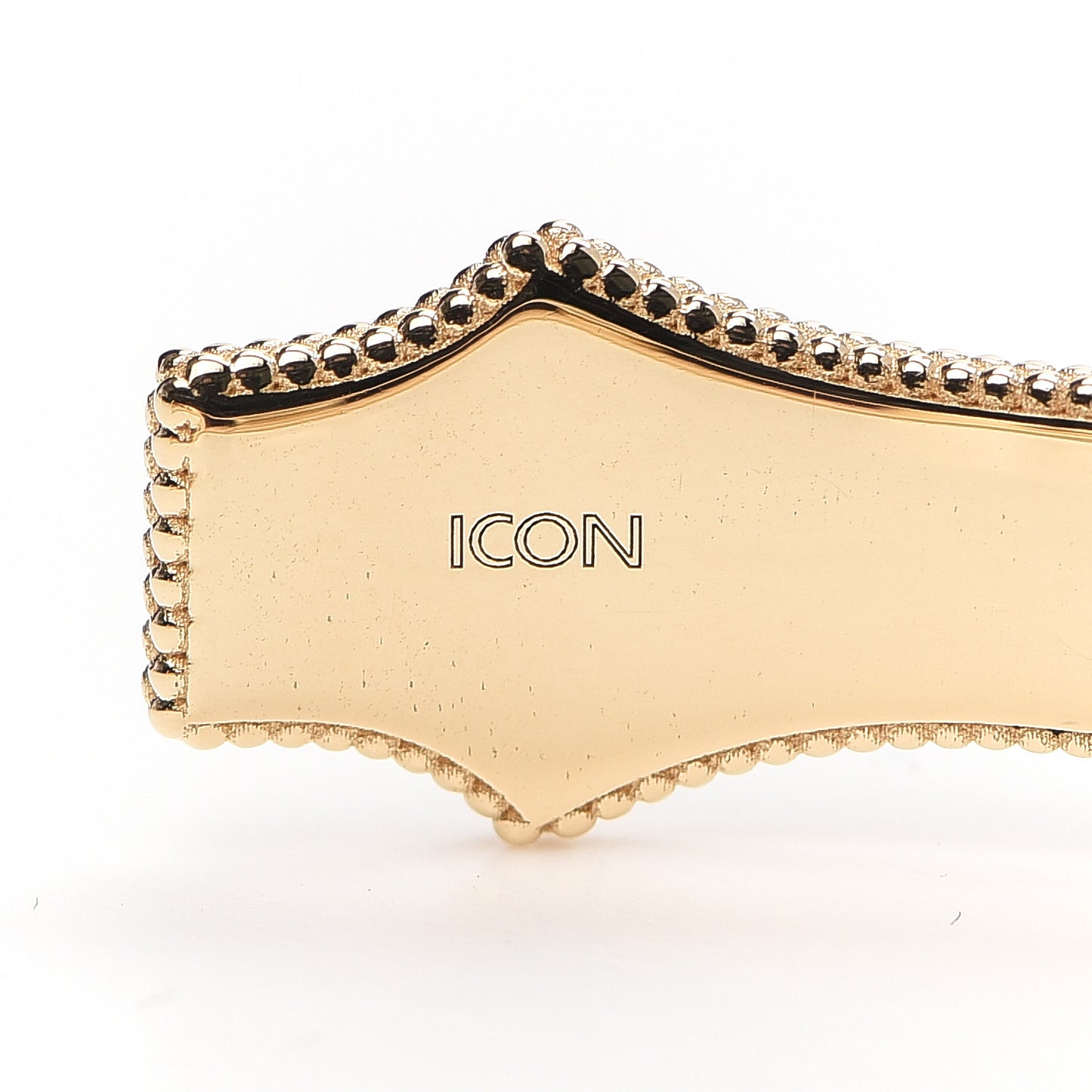 18K Yellow Gold Black Enamel Icon Blooms Cuff Bracelet