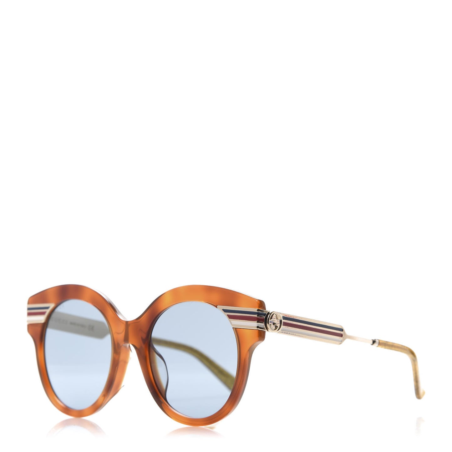 Acetate Round Frame Web Sunglasses GG0282SA Tortoise
