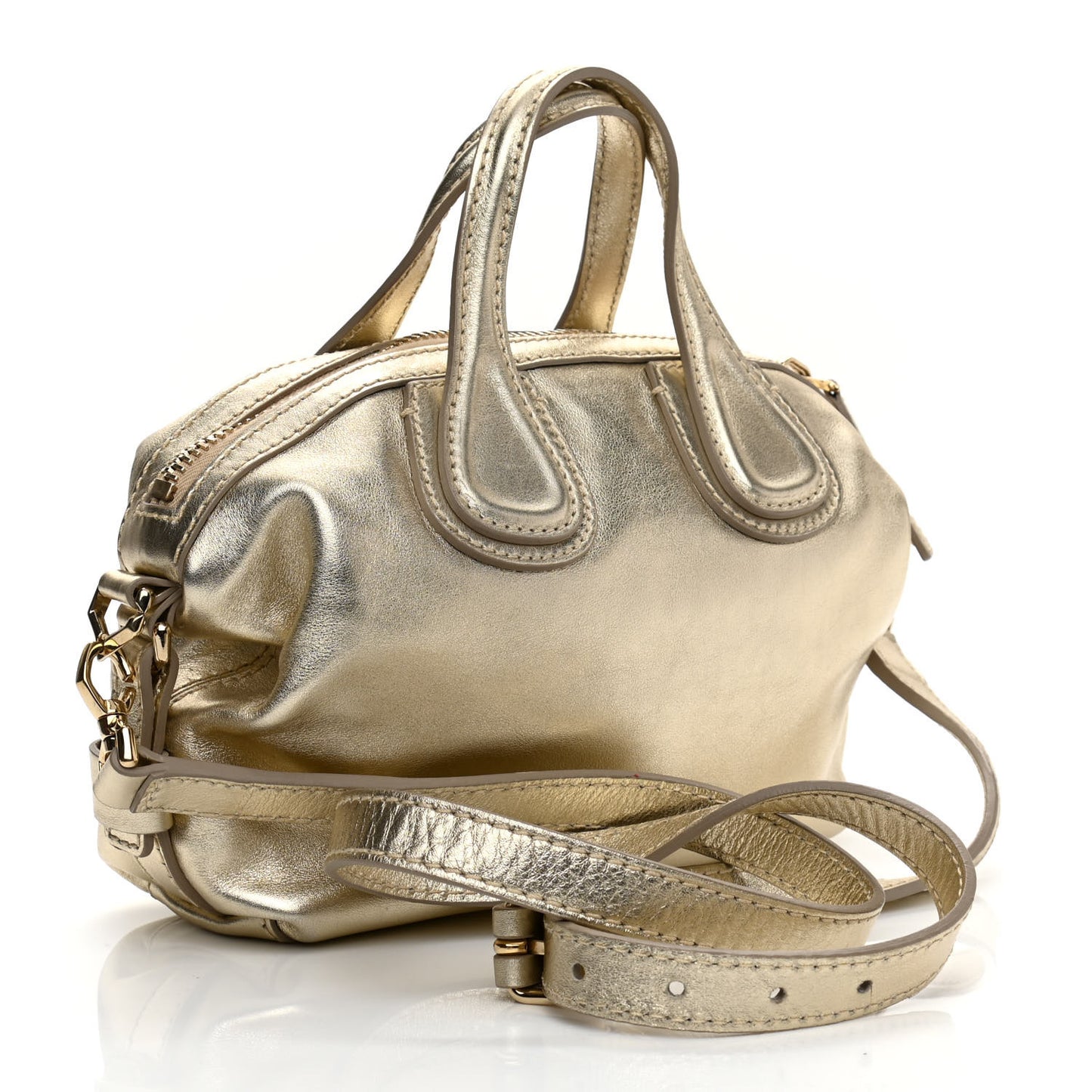 Metallic Calfskin Micro Nightingale Gold