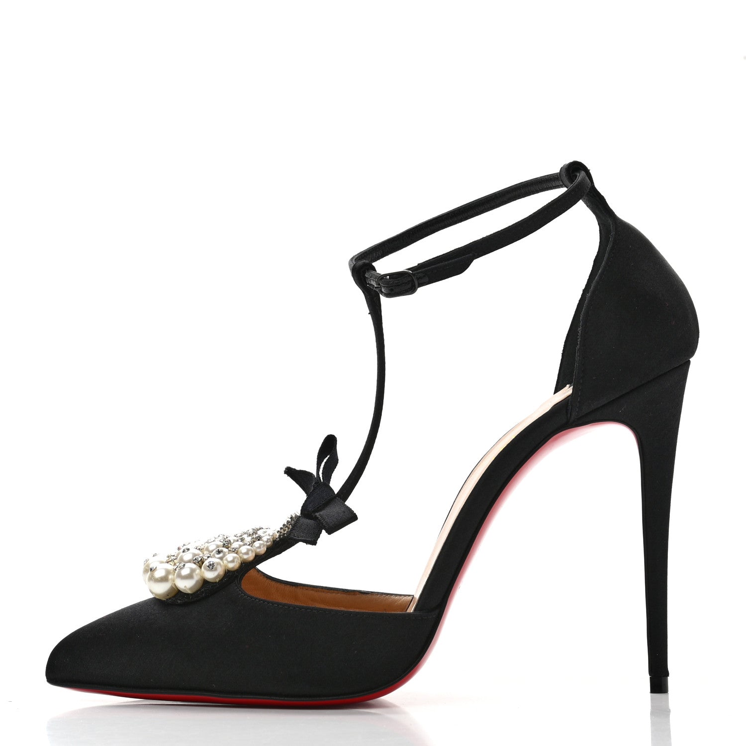 Christian Louboutin Satin Crystal Embellished Goyetta 100 Pumps 39 Black 1 of 9