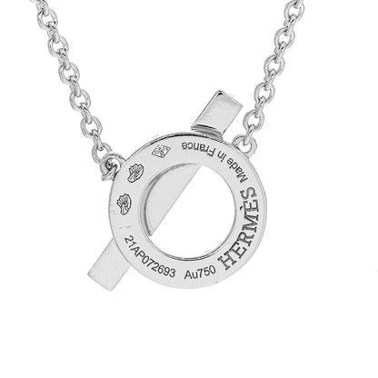 Hermes 18K White Gold Diamond Finesse Pendant Necklace 4 of 5