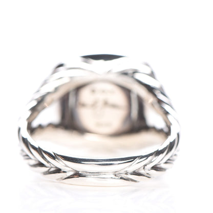 David Yurman Sterling Silver Diamond Prasiolite 11mm Albion Ring 56 7.75 4 of 5