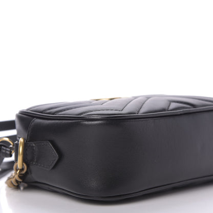 Gucci Calfskin Matelasse Mini GG Marmont Chain Shoulder Bag Black 6 of 10