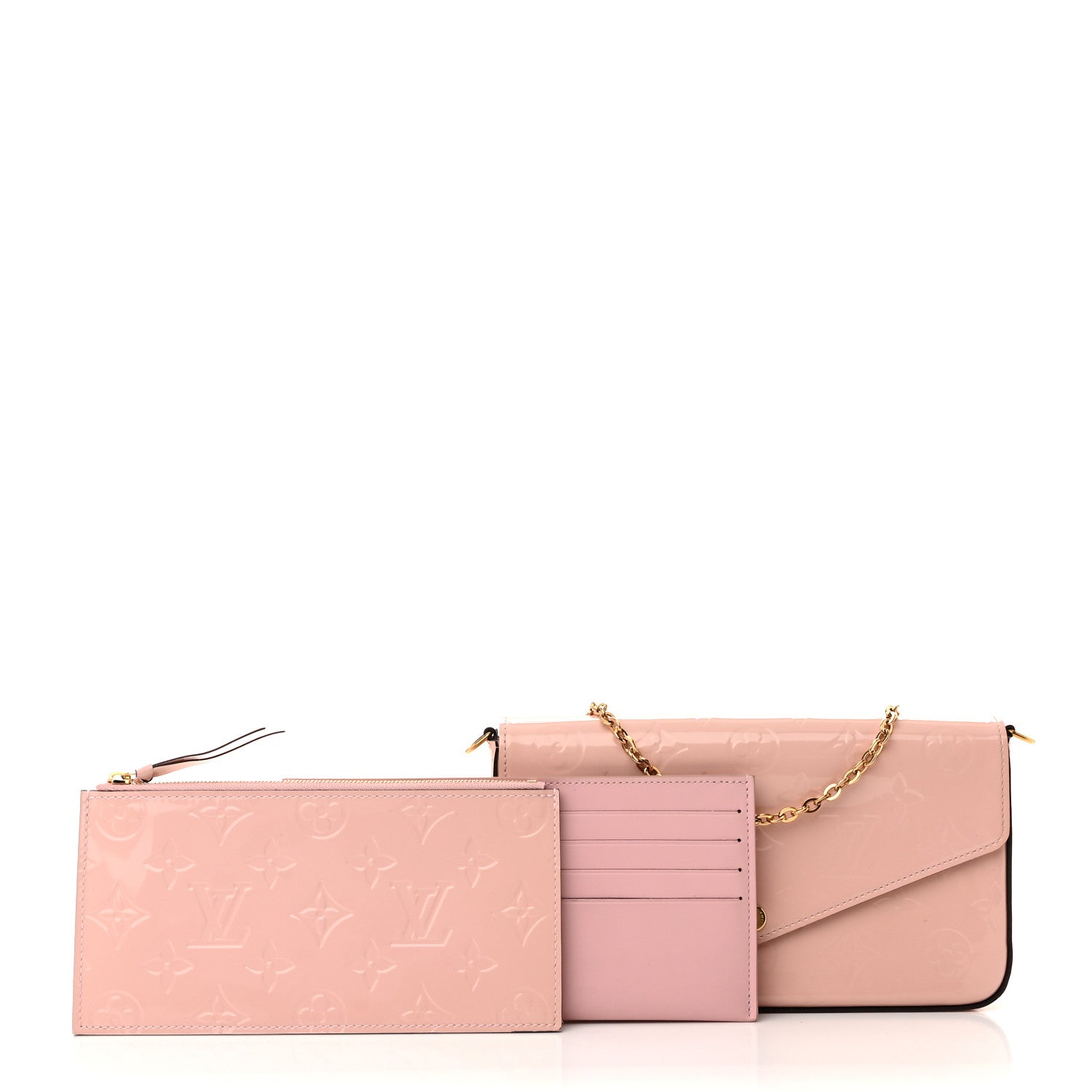Louis Vuitton Vernis Felicie Chain Wallet Rose Ballerine 3 of 9