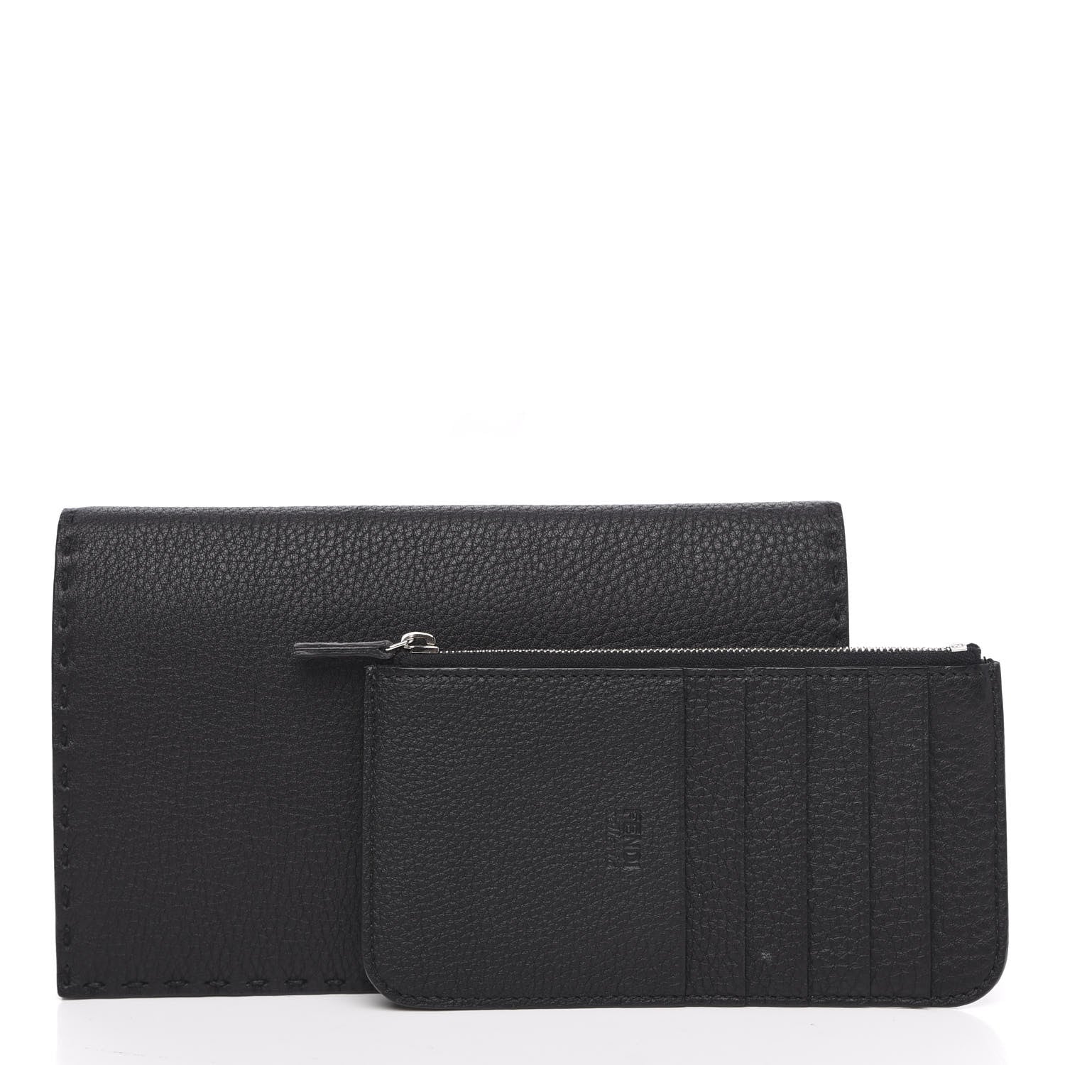 Fendi Cuoio Romano Selleria Mini Peekaboo Clutch Wallet Black 3 of 8