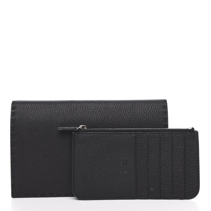 Fendi Cuoio Romano Selleria Mini Peekaboo Clutch Wallet Black 3 of 8