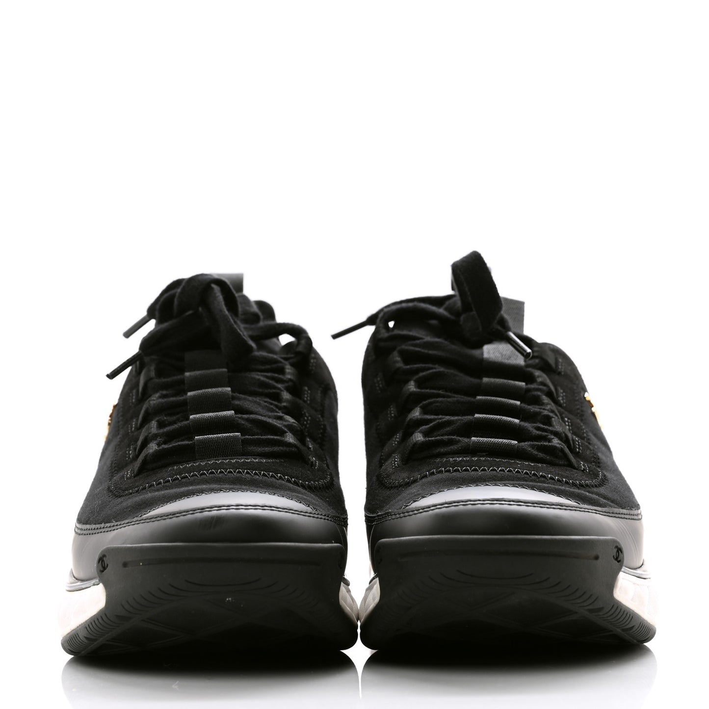Velvet Calfskin Mixed Fibers CC Sneakers 40 Black
