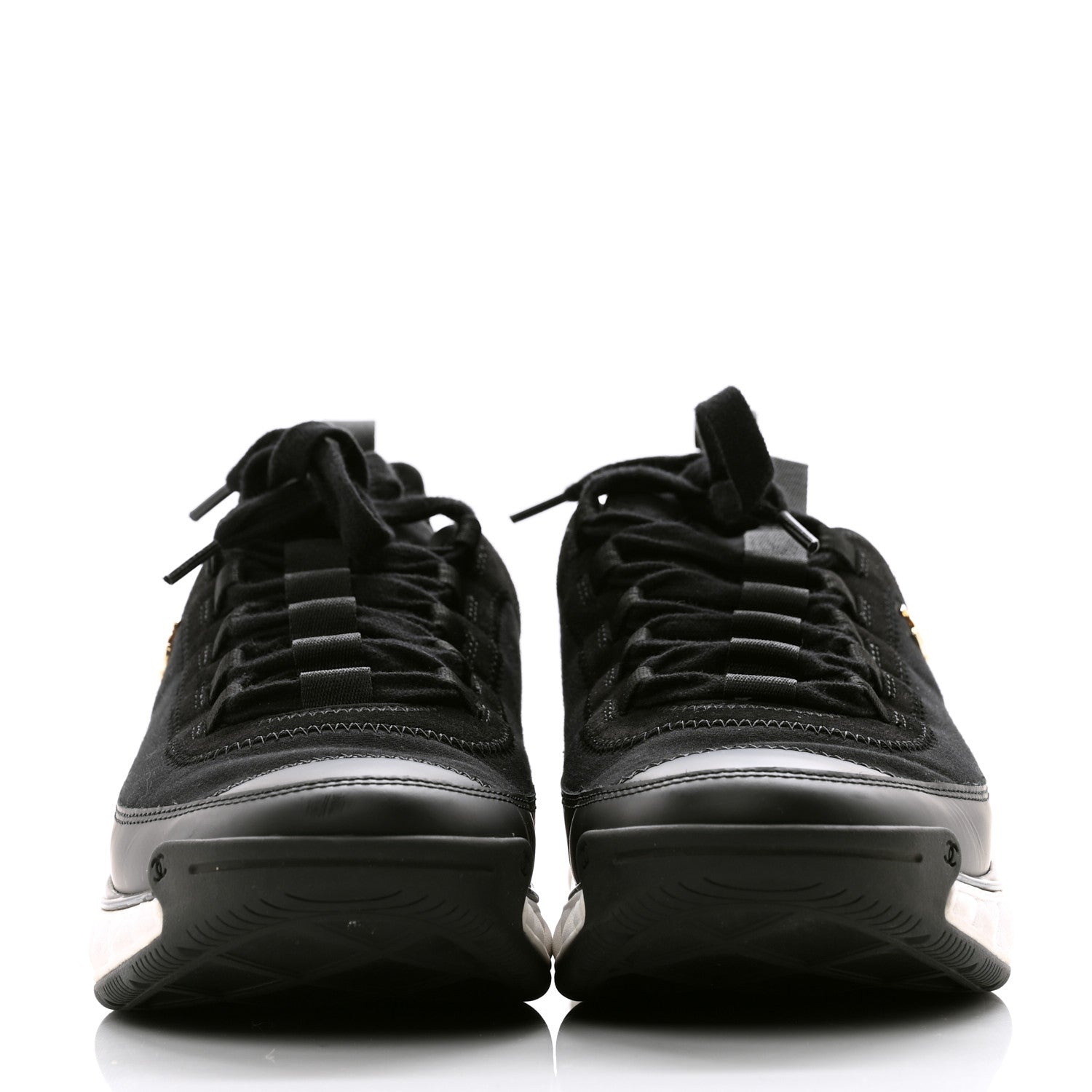 Chanel Velvet Calfskin Mixed Fibers CC Sneakers 40 Black 2 of 9