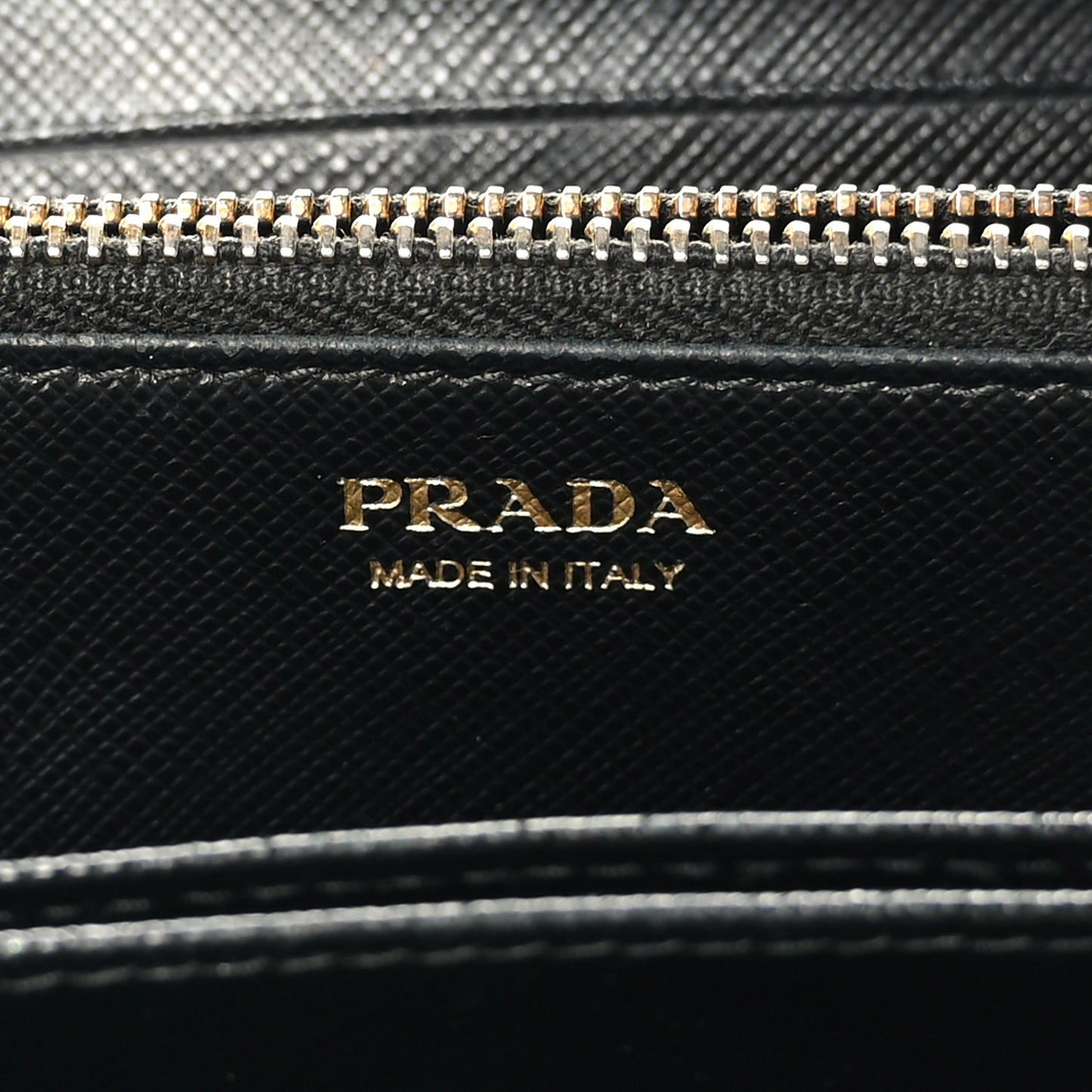 Saffiano Metal Zip Around Wallet Black