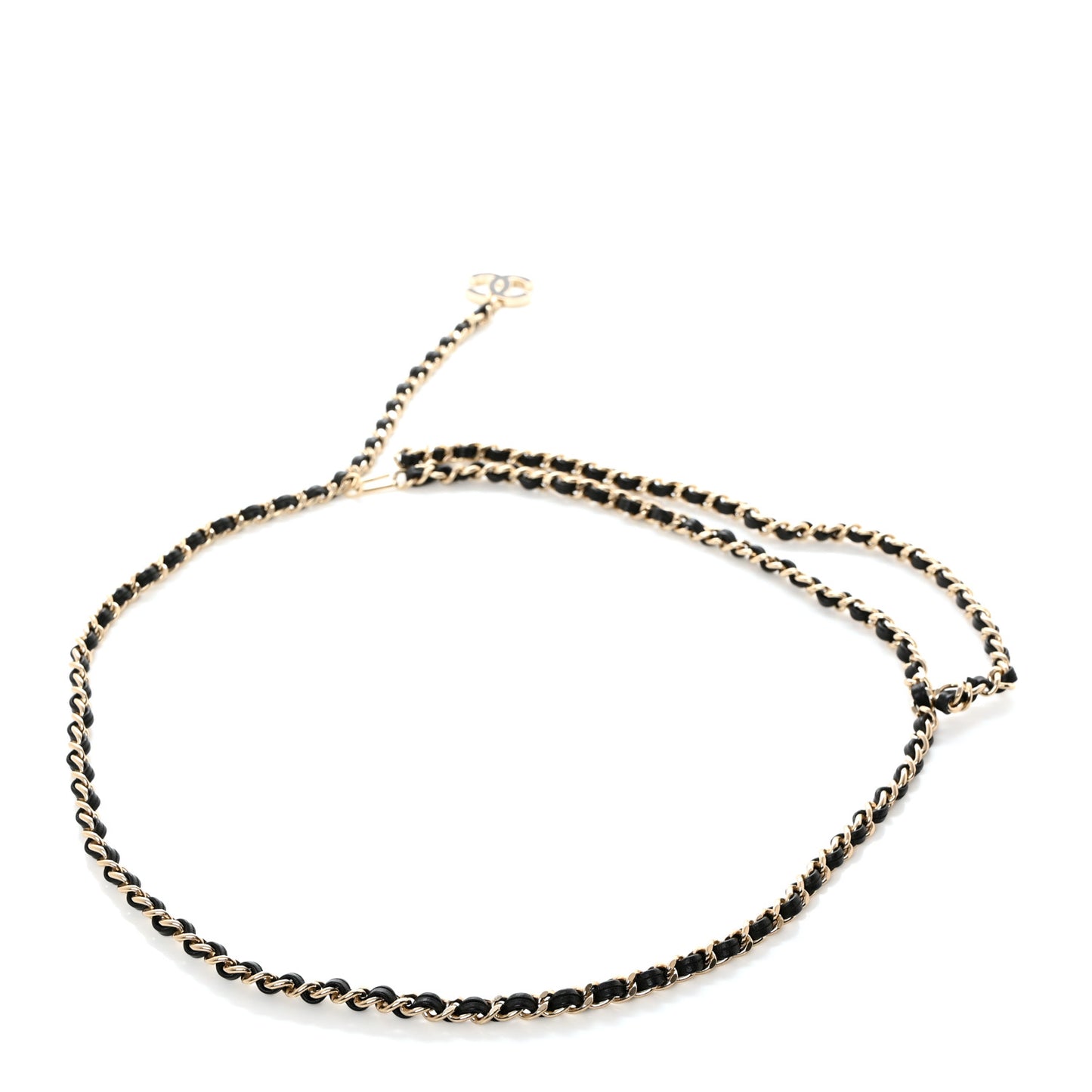 Lambskin Enamel CC Chain Belt Black Gold
