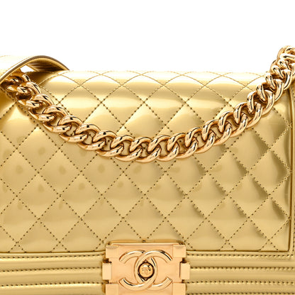 Chanel Metallic Patent Calfskin Quilted Medium Boy Flap Gold 8 of 11
