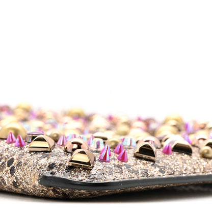 Christian Louboutin Metallic Snakeskin Embossed Spikes Loubiposh Clutch Gold Pink 9 of 12