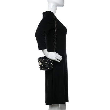 Chanel Lambskin Quilted Pearl About Pearls Drawstring Bag Black 2 of 11