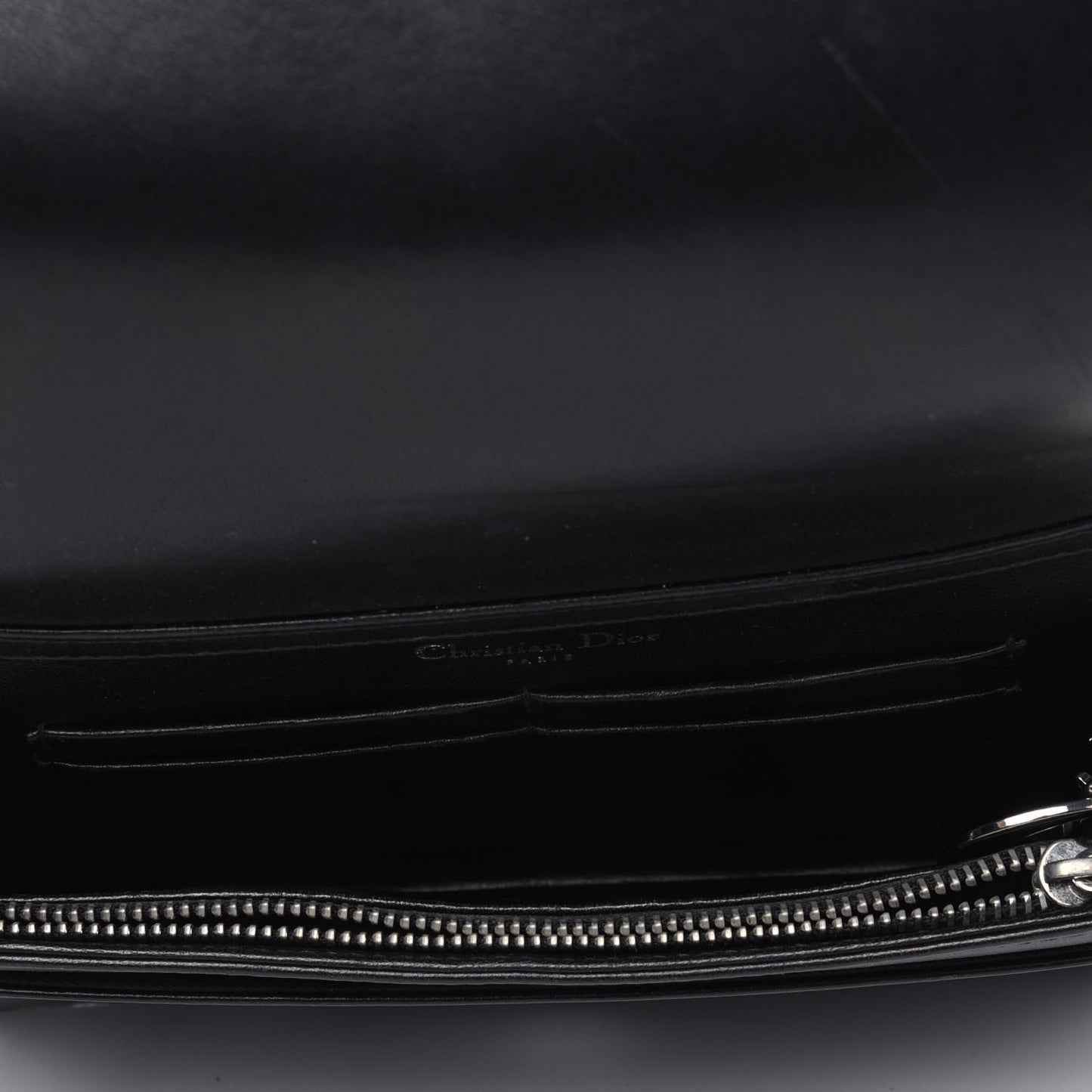 Calfskin Badges Chain Wallet Black