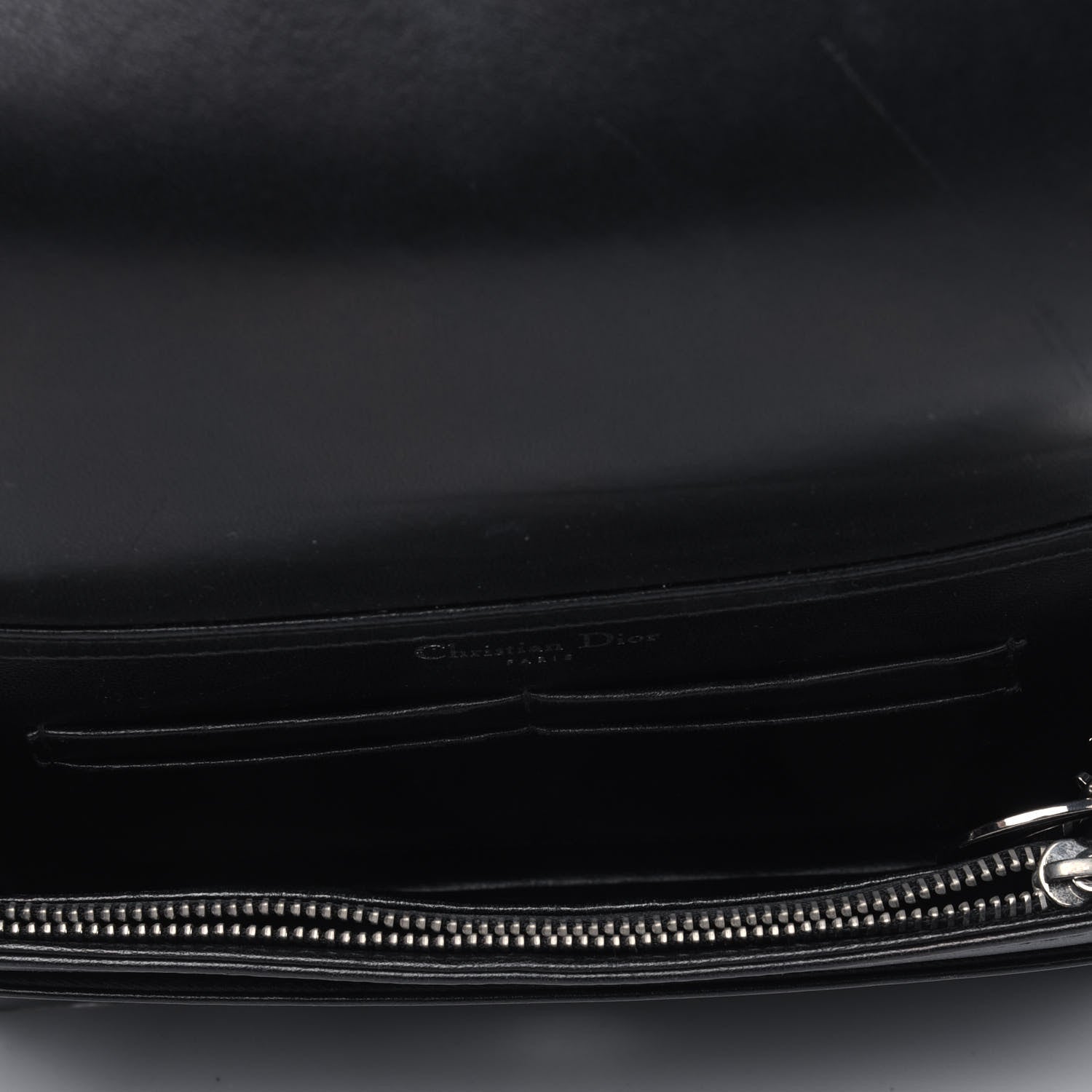 Christian Dior Calfskin Badges Chain Wallet Black 4 of 5