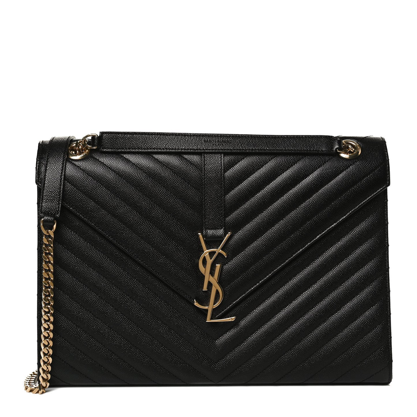 Grain De Poudre Matelasse Chevron Large Monogram Satchel Black