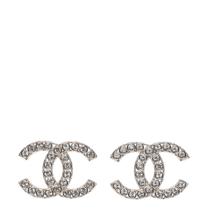 Chanel Crystal CC Large Stud Earrings Gold 1 of 5