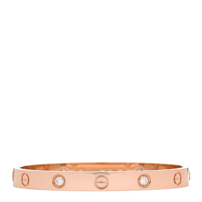 Cartier 18K Pink Gold 4 Diamond LOVE Bracelet 16 1 of 9