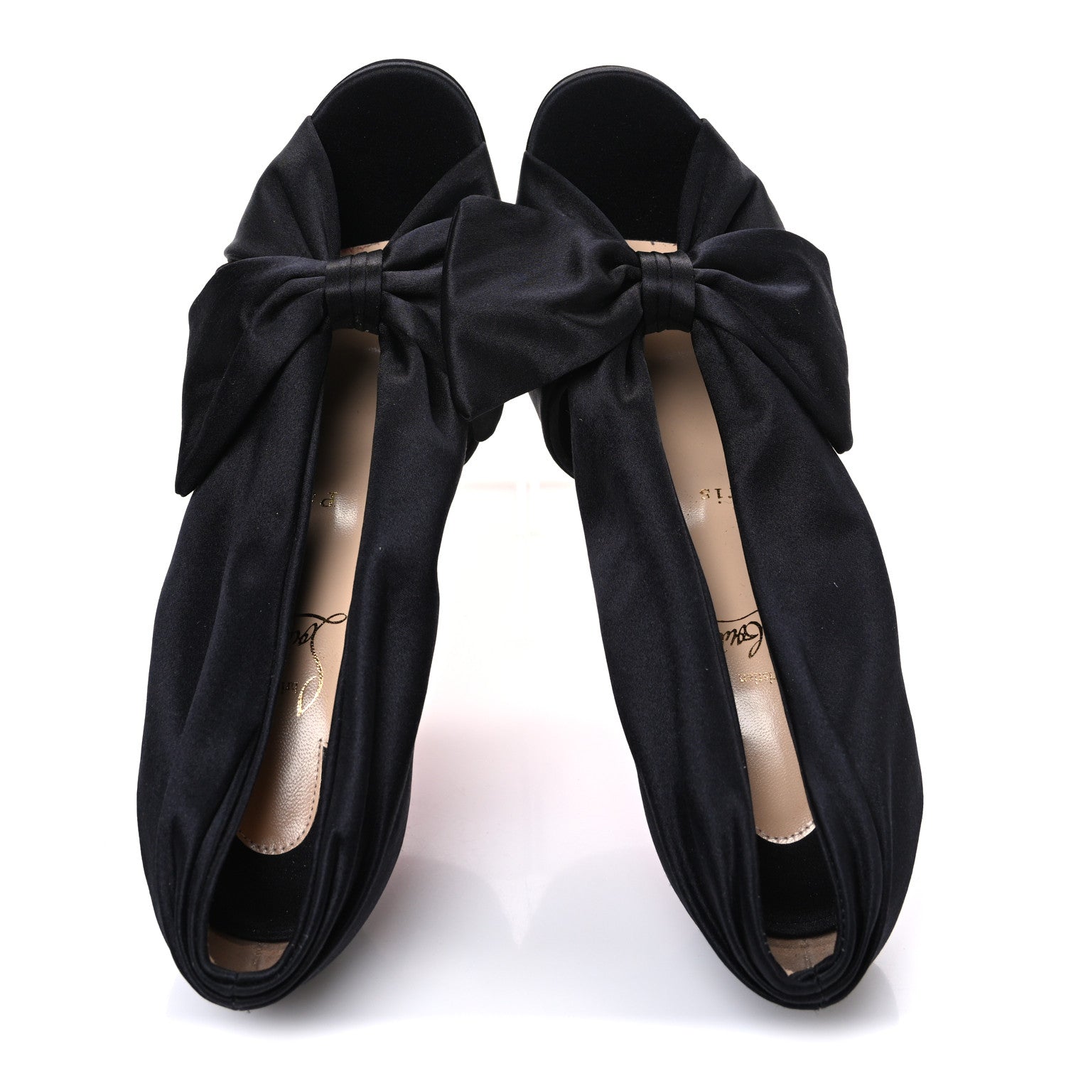 Christian Louboutin Satin Crepe Cosmolip Bow 120 Sandals 38.5 Black 2 of 10