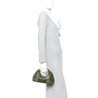 Jacquemus Snakeskin Printed Lambskin Le Petit Calino Ring Top Handle Bag Green 2 of 9